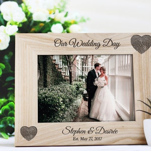 Bridal Shower Gift Personalized Picture Frame Custom Frames Rustic Wood Frame Gift for Family Wedding Picture Frame Engraved Photo Frame