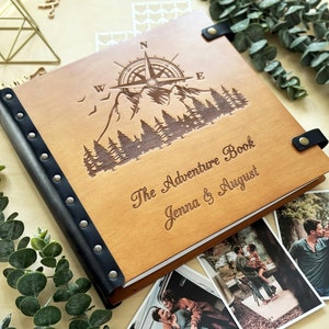 Our Adventure Scrapbook Photo Album Travel photo album Wooden Personalized Album Vacation scrapbook Custom Photo Album Wife anniversary gift
