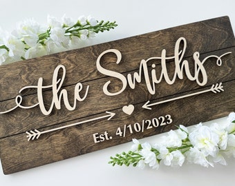 Last name established sign, Personalized wedding rustic gift, Custom home wall decor, 3D last name wood sign, Newlywed gift