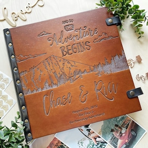 Our Adventure Book Photo Album, Travel Photo Album 4x6, Anniversary Scrapbook, Wooden  Photo Album, Adventure Photo Album With Mountains