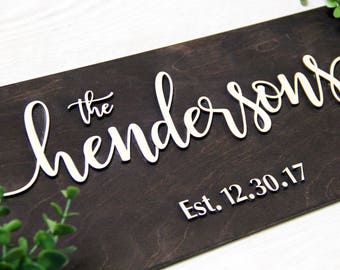 Wedding Last Name Sign, Family Name Sign, Established Family Sign, Wall Decor, Last Name Wood Sign, Last Name Wedding Gift, Family Sign #8