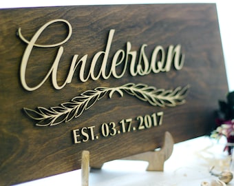 Wooden personalized sign, Last Name Sign, Wooden sign, Custom wood sign, Wedding decor, Wedding date, Custom wedding, Rustic wedding #4