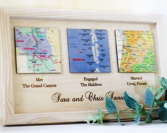 Met Engaged Married Personalized Framed Map Love Story gift Personalized Map Heart Art Wedding gift for Couples Engagement Gift idea