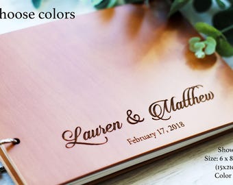 Rustic Wood Wedding Guest Book: Custom Engraved, Personalized