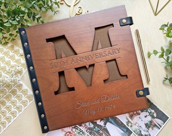 50th anniversary gift for couples, 50th anniversary albums, Anniversary Gift for Parents, Golden Wedding 50 Year Wood anniversary scrapbook