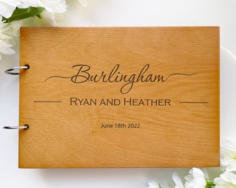 Wedding Guest Book Personalized Wooden Guest Book for Wedding Sign In Book Rustic Wedding Guest Book with Engraved Wooden Cover Guest Book