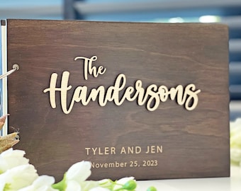 Wooden Guest book - Personalized Guest Book with 3D wooden letters
