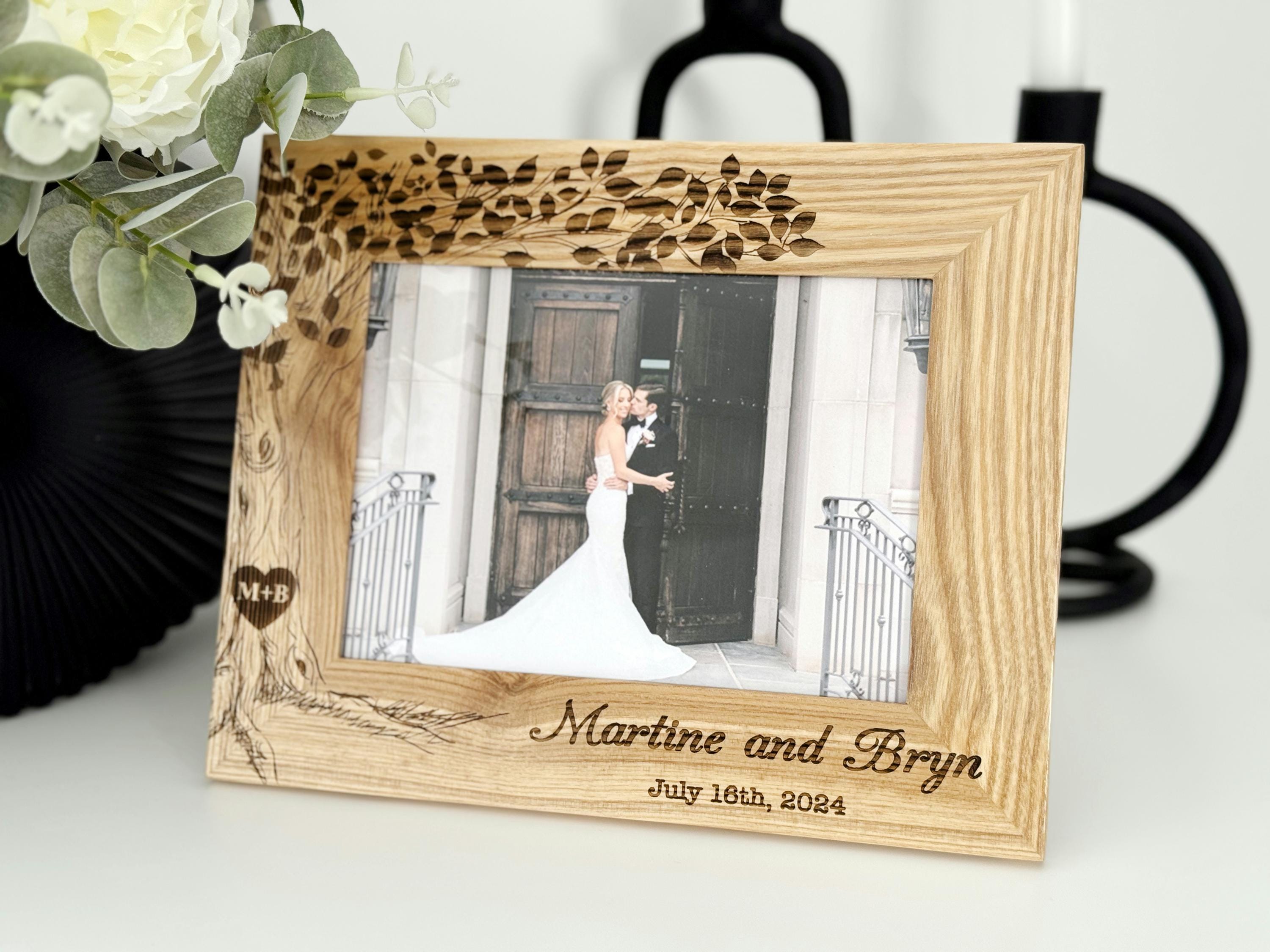 Personalized Wedding Gift, Wedding Picture Frame Wood, Custom Wedding Gift, Wedding gifts for couple, Engraved Wedding Photo Frame with Date
