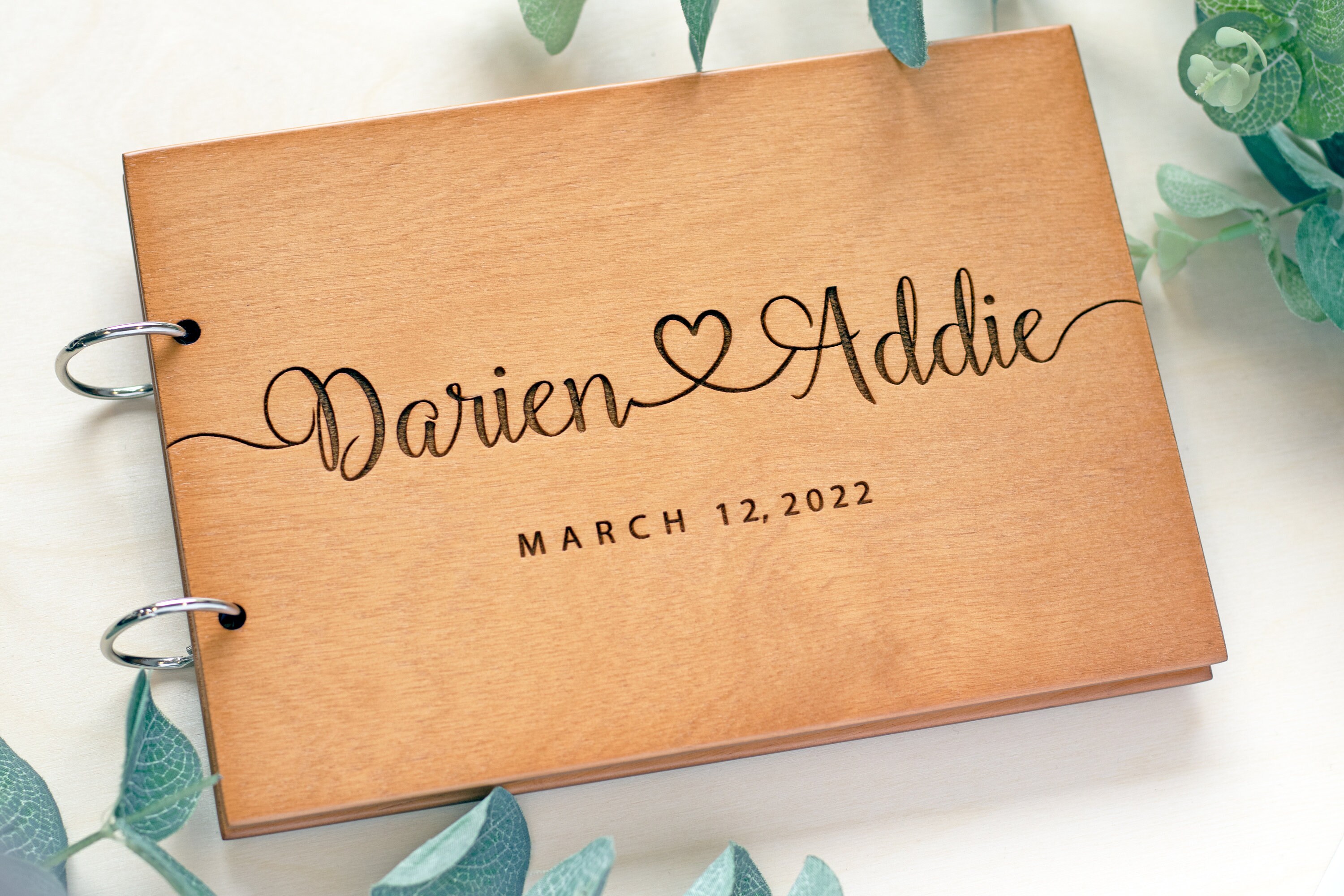 Wedding Guest Book With Personalized Engraving on Wooden Etsy