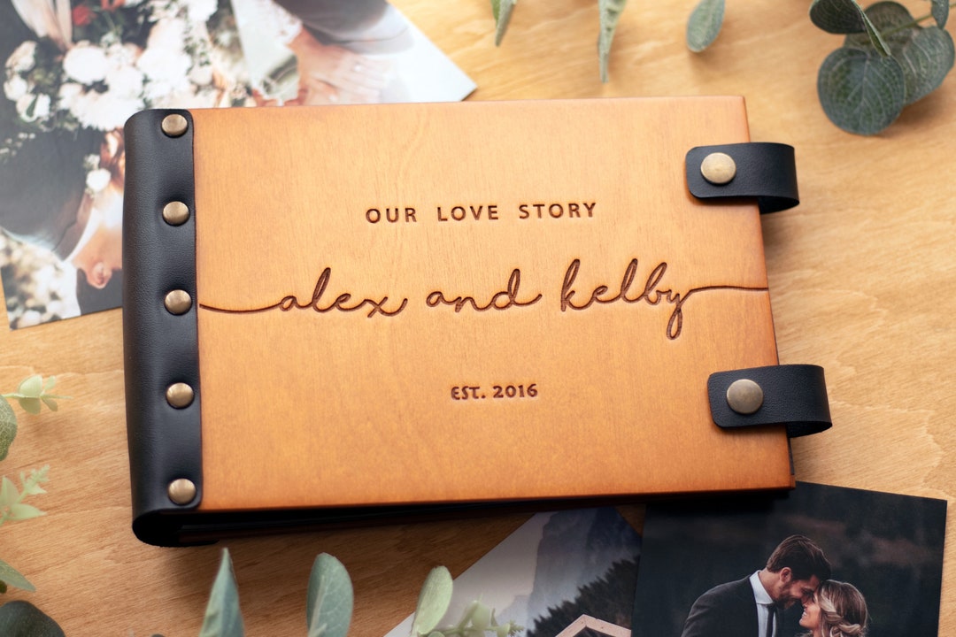 Custom Wood Photo Album Custom Leather Photo Album Wedding Etsy