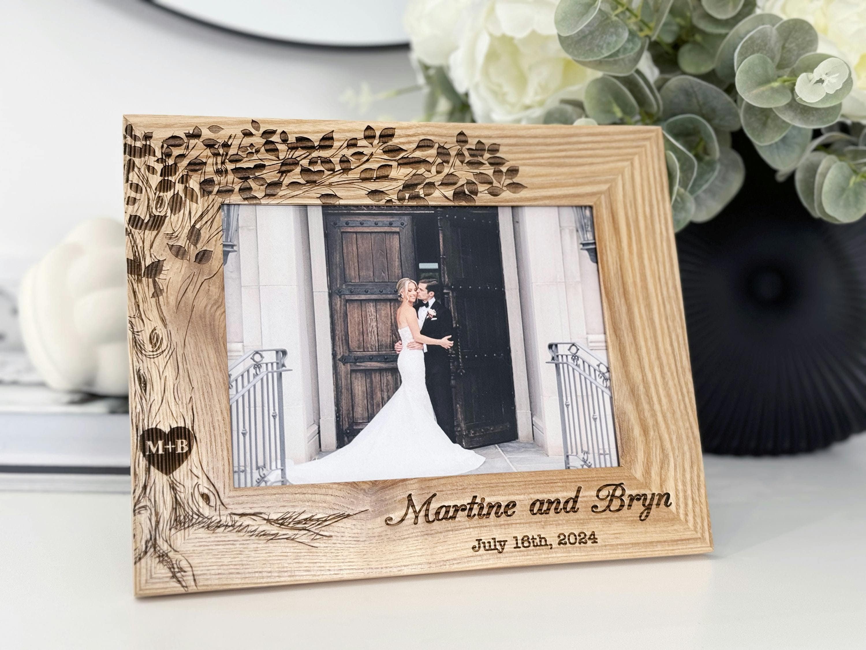 Personalized Wedding Gift, Wedding Picture Frame Wood, Custom Wedding Gift, Wedding gifts for couple, Engraved Wedding Photo Frame with Date