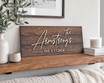 Last Name Established Sign, Personalized 3D Family Wood Wall Decor