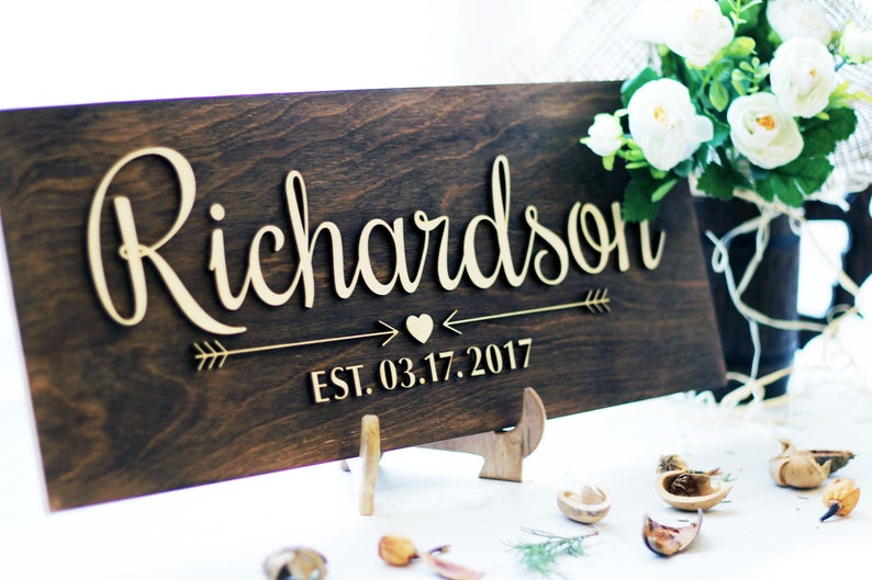 Personalized Sign, Custom Wood Signs, Last Name, Established Date, Custom Signs, Wedding Gift, Sign, Wooden Sign, Last Name Sign 1 image 8