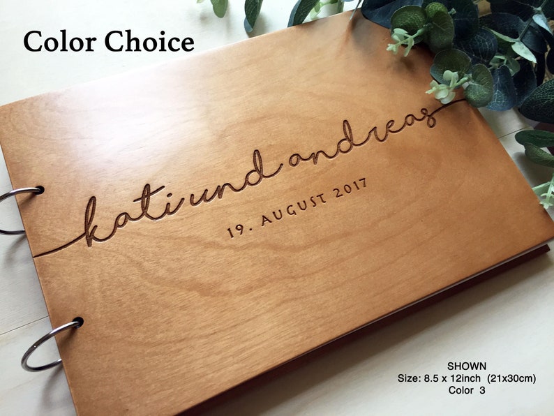 Wedding Guest book, Rustic Wedding Guest book, Unique Wedding Guest book Wood Custom Engraved Guest Book Personalized Guest Book image 2