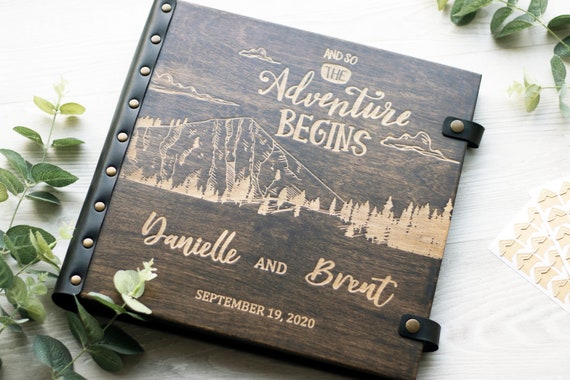 Our Adventure Book Personalized Scrapbook Album Wooden Photo Album