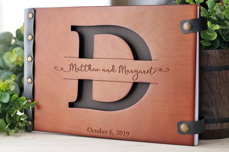 Personalize wooden photo album, Custom photo album, Family Photo Album Wedding Album Large Photo Album Anniversary gift for parents image 1