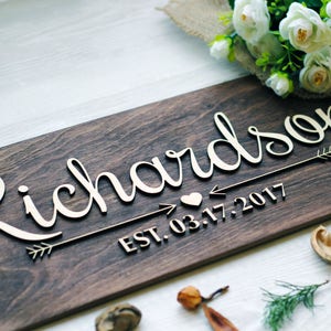 Personalized Sign, Custom Wood Signs, Last Name, Established Date, Custom Signs, Wedding Gift, Sign, Wooden Sign, Last Name Sign 1 image 7