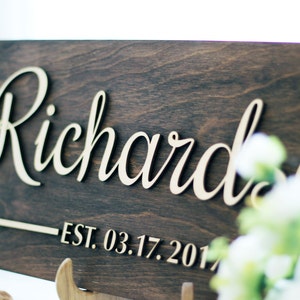 Wedding Family Name Sign Wedding gift for couple Personalized Family Name Wedding Established Sign Custom family sign Anniversary gift ra 2 image 1