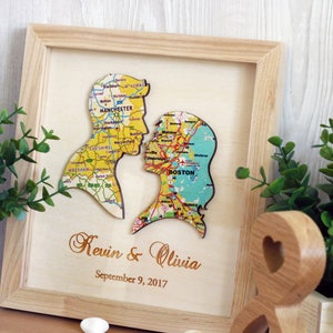 Gift for Bride, Custom Map Print, Personalized gift for girlfriend, Gift for Newlyweds, Heart Map Print, Groom Gift from Bride, Wall decor image 2