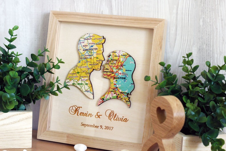 Gift for Bride, Custom Map Print, Personalized gift for girlfriend, Gift for Newlyweds, Heart Map Print, Groom Gift from Bride, Wall decor image 2