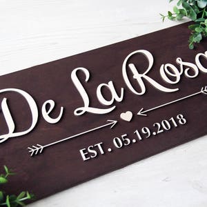 Personalized Sign, Custom Wood Signs, Last Name, Established Date, Custom Signs, Wedding Gift, Sign, Wooden Sign, Last Name Sign 1 image 1