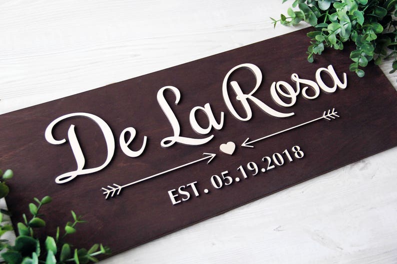 Personalized Sign, Custom Wood Signs, Last Name, Established Date, Custom Signs, Wedding Gift, Sign, Wooden Sign, Last Name Sign 1 image 1