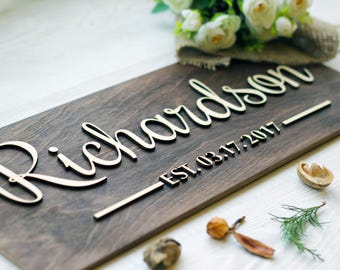 Christmas family gifts Last Name Established Sign, Wedding gift last name Established wood sign Family Name Established Sign Wall decor Home