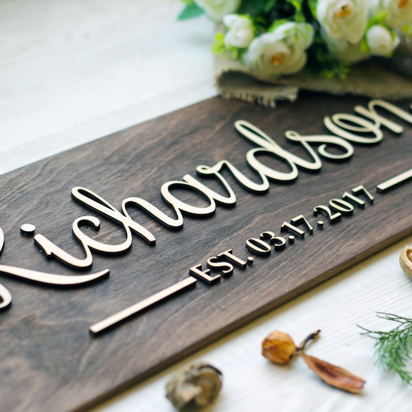 Christmas family gifts Last Name Established Sign, Wedding gift last name Established wood sign Family Name Established Sign Wall decor Home