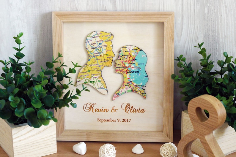 Gift for Bride, Custom Map Print, Personalized gift for girlfriend, Gift for Newlyweds, Heart Map Print, Groom Gift from Bride, Wall decor image 1