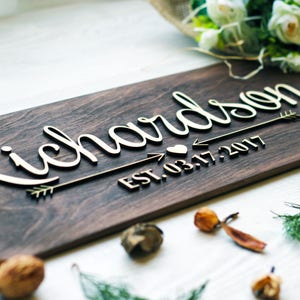 Personalized Sign, Custom Wood Signs, Last Name, Established Date, Custom Signs, Wedding Gift, Sign, Wooden Sign, Last Name Sign 1 image 5