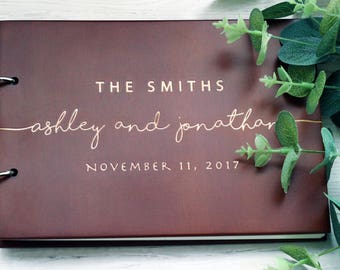 Rustic Guest book Wedding Guest Book Wood GuestBook Wedding Calligraphy Guest Book Custom Guest Book Wedding Album Engraved Guest Book