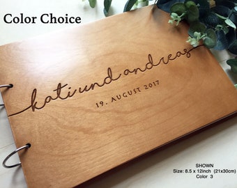 Minimalist Wedding Guest Book, Wooden Guest Book, Personalized Guest Book, Celebration of life Guest Book, Photo guest book