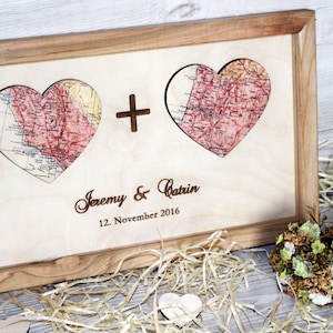 Map Heart Art Unique Wedding Gift Engagement Newlywed Gift Wedding Map Gift Personalized Heart Map 3D Wood Gift for Couple Anniversary Gift