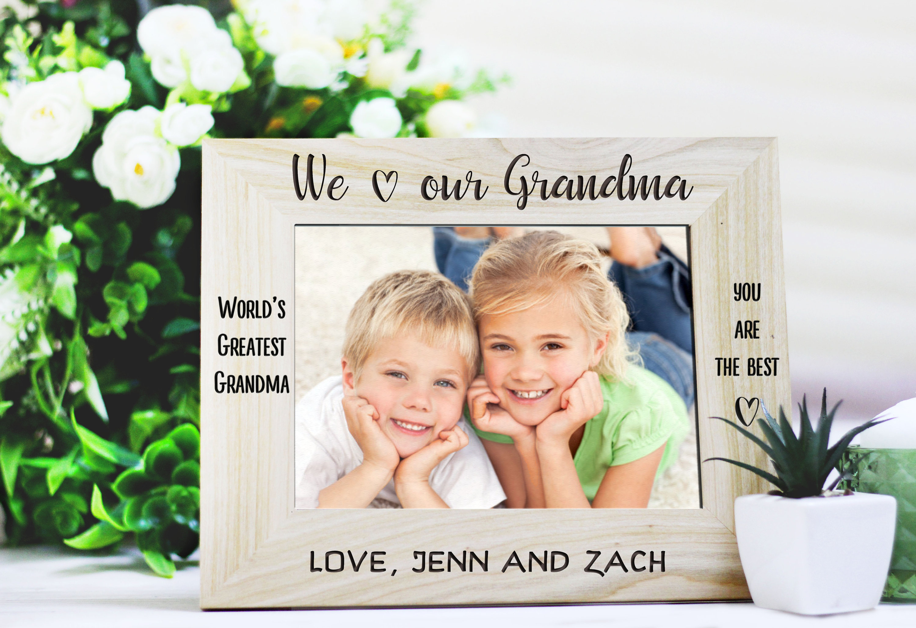 IAXIC Grandma Gifts - Cadre photo rustique en bois pour grand-mère