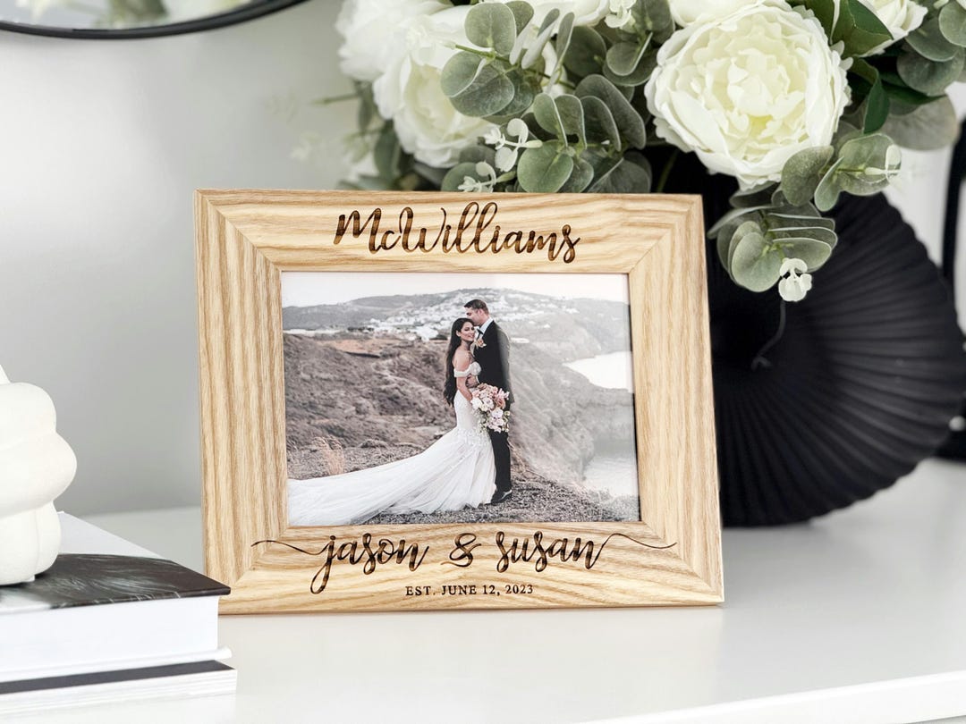 Rustic Wedding Photo Frame, Wedding Gift for Couples, Gift for Wife ...