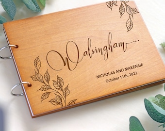 Wooden Wedding Guest Book, Custom Wood Guest Books,  Personalized Laser Engraved,  Minimalist Wedding Guestbook