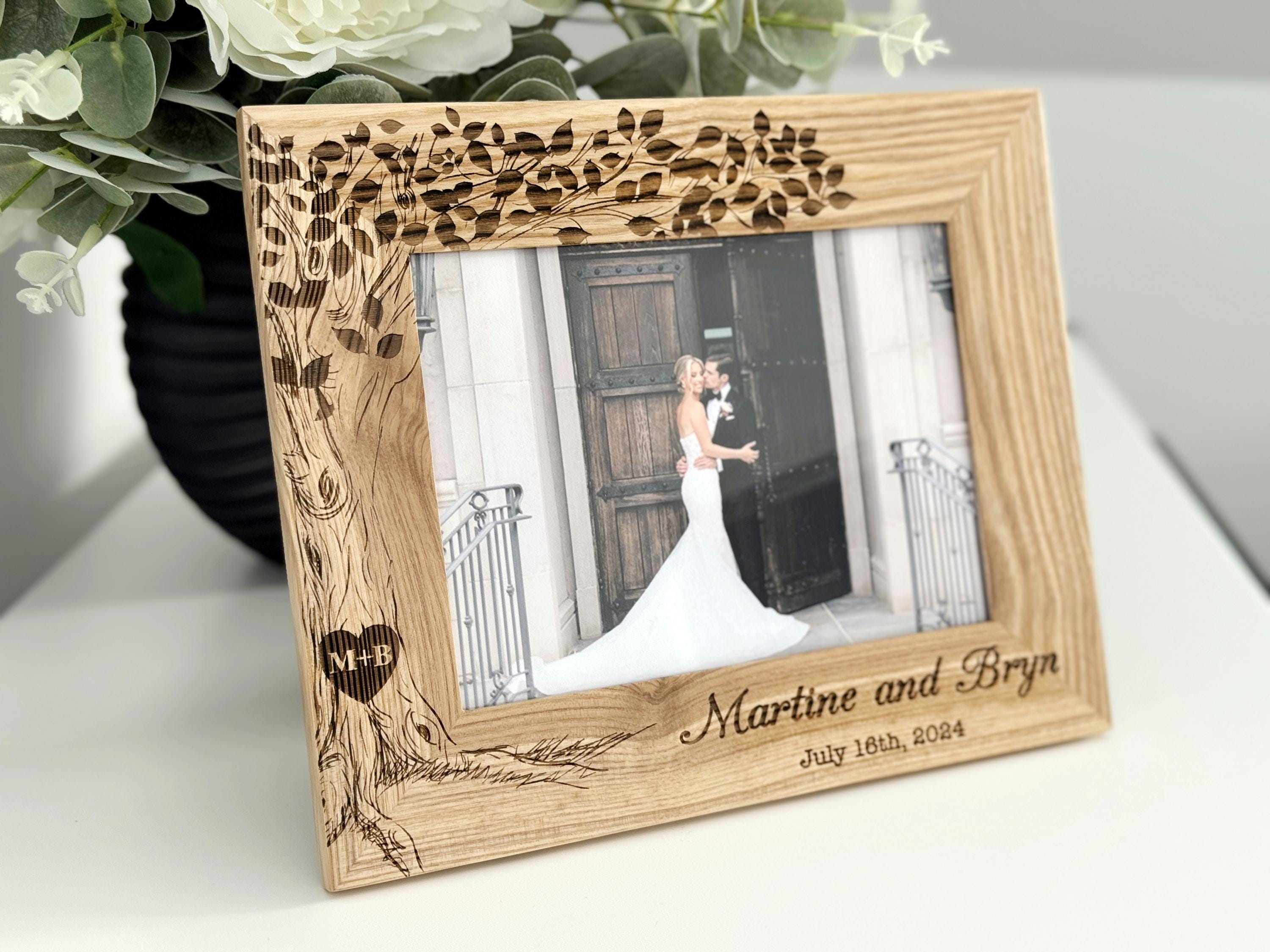 Personalized Wedding Gift, Wedding Picture Frame Wood, Custom Wedding Gift, Wedding gifts for couple, Engraved Wedding Photo Frame with Date