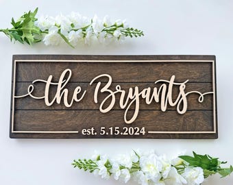 Custom Wood Name Sign for Entryway, Barnwood Sign, Rustic Last Name Sign Gift for Couple, Farmhouse Family Name Sign, Anniversary Sign Gift