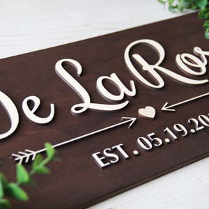 Personalized Sign, Custom Wood Signs, Last Name, Established Date, Custom Signs, Wedding Gift, Sign, Wooden Sign, Last Name Sign 1 image 2