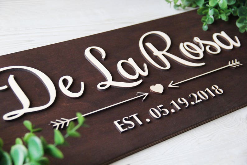 Personalized Sign, Custom Wood Signs, Last Name, Established Date, Custom Signs, Wedding Gift, Sign, Wooden Sign, Last Name Sign 1 image 2