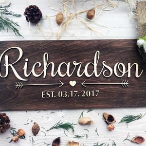 Personalized Sign, Custom Wood Signs, Last Name, Established Date, Custom Signs, Wedding Gift, Sign, Wooden Sign, Last Name Sign 1 image 6