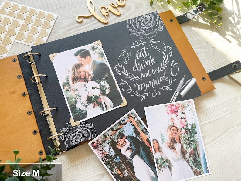Personalize wooden photo album, Custom photo album, Family Photo Album Wedding Album Large Photo Album Anniversary gift for parents image 3