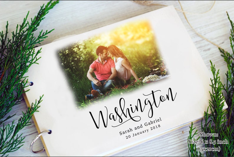Unique Wedding Guest Book Hardcover Custom Guest book horizontal Wedding album Rustic wedding planner guest sign in book Photo guestbook