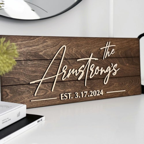 Personalized Wedding Gift for Newlywed, Last Name Established Sign, Wedding gift last name, Established wood sign, Family Name Sign