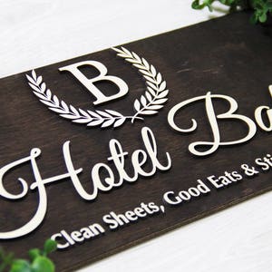 Hotel Sign, Personalized sign, Family Name Sign, House Warming Gift, Established Family Sign, Wall Decor Rustic Sign, Last Name Sign image 1