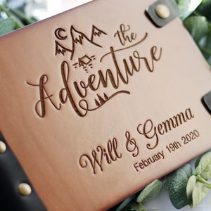 Wooden Our Adventure Book Engraved with Your Personalization in Leather Bound its Unique Gift for 5th Anniversary
