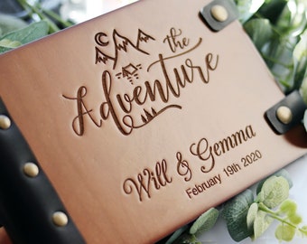 Wooden Our Adventure Book Engraved with Your Personalization in Leather Bound its Unique Gift for 5th Anniversary