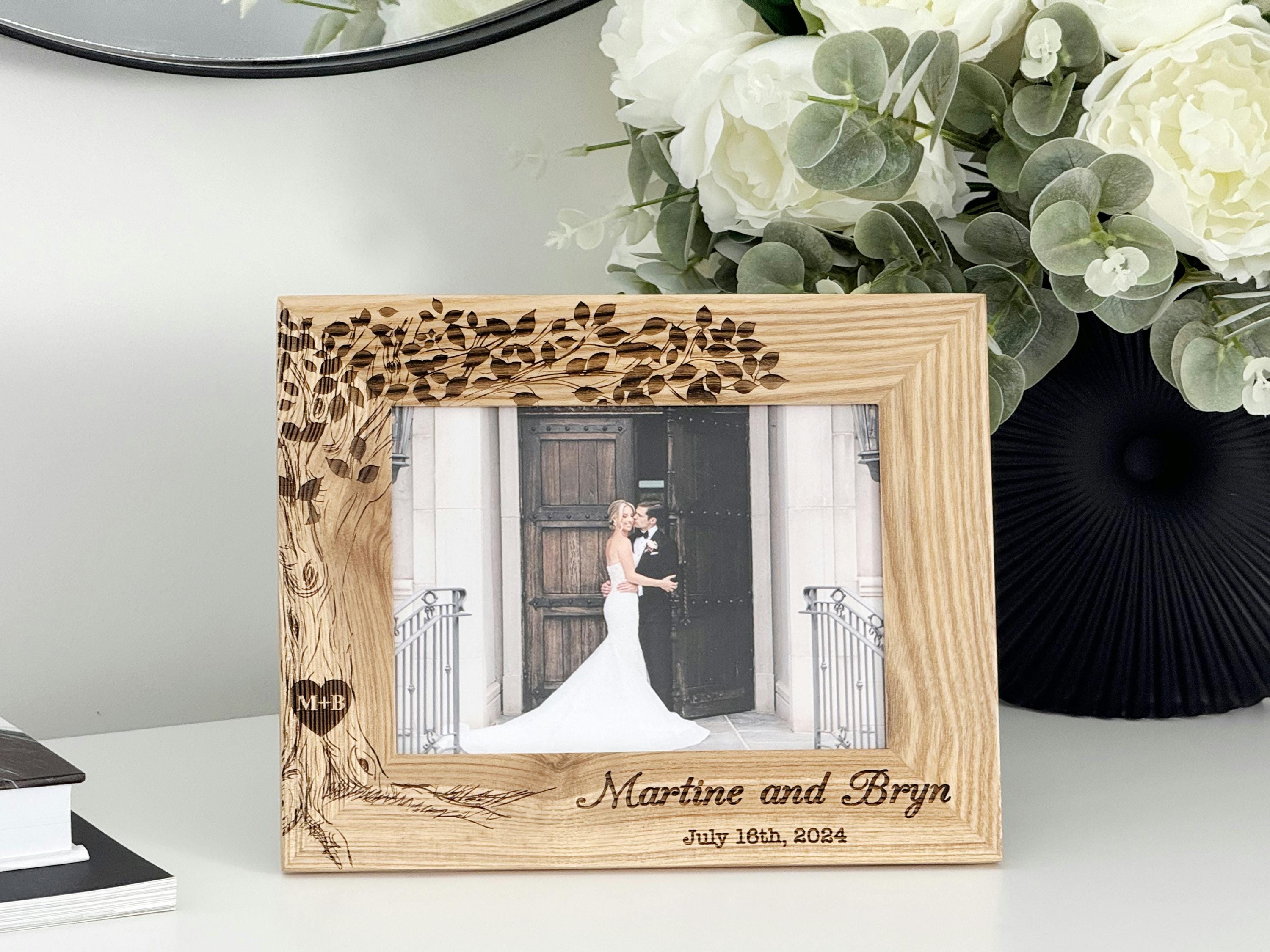 Personalized Wedding Gift, Wedding Picture Frame Wood, Custom Wedding Gift, Wedding gifts for couple, Engraved Wedding Photo Frame with Date