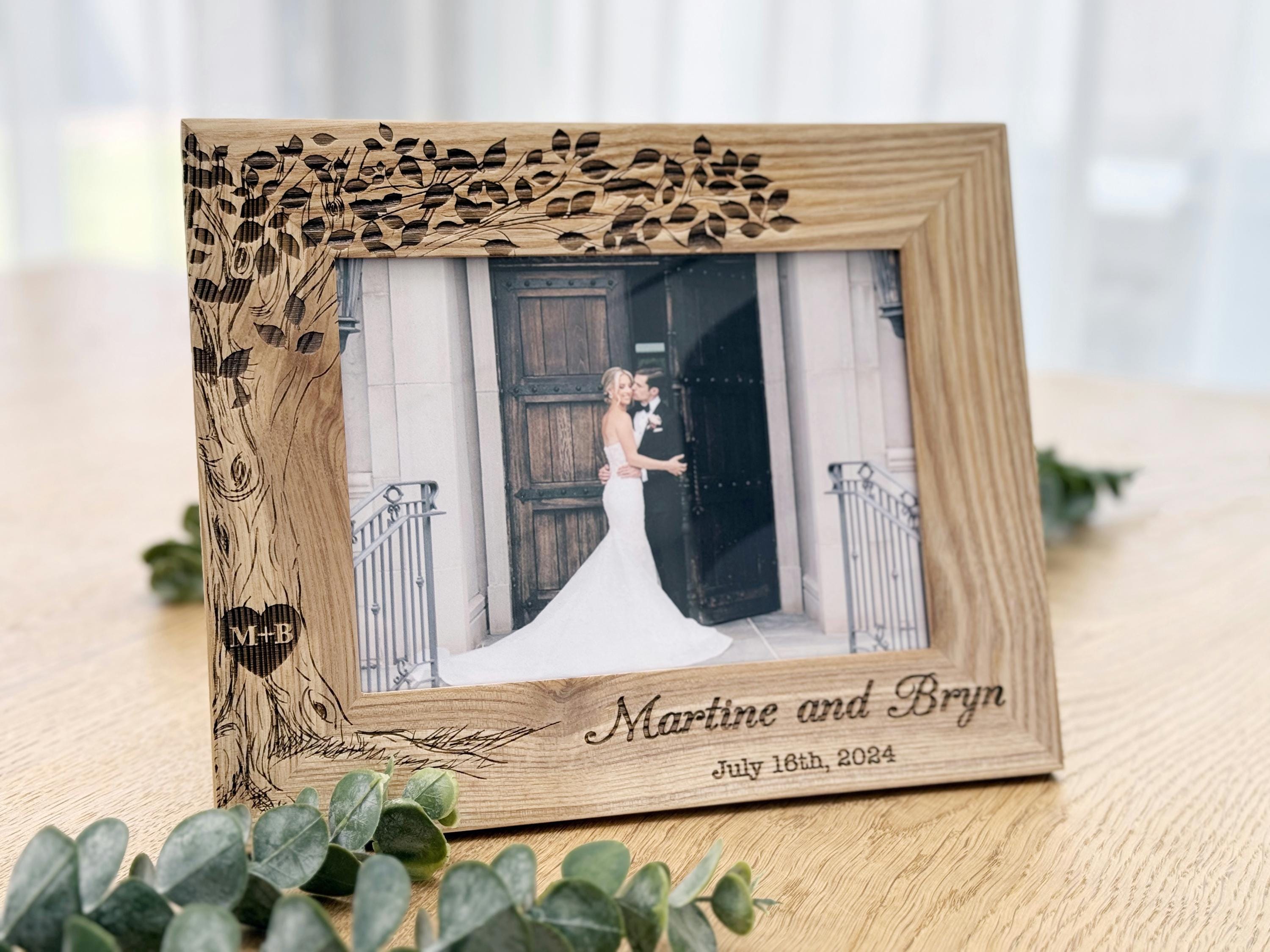 Personalized Wedding Gift, Wedding Picture Frame Wood, Custom Wedding Gift, Wedding gifts for couple, Engraved Wedding Photo Frame with Date