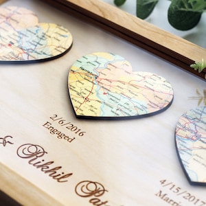 1st Anniversary Gift for Husband Gift for Wife, 3 Hearts Map Print, First Anniversary, One 1 year Anniversary Gifts For Her image 3